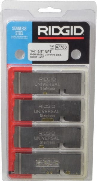 4-Piece High-Speed Steel Pipe Die Set for 1/4" to 3/8" NPT Stainless Steel Threading