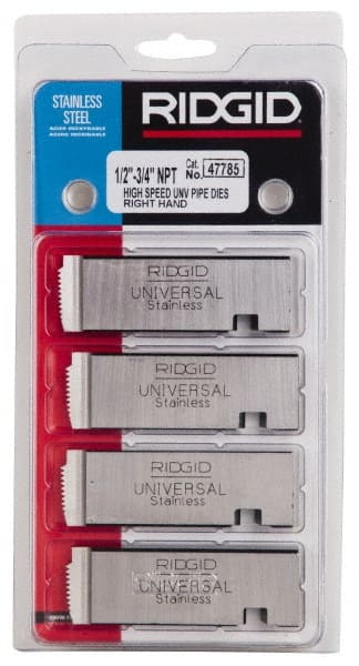 4-Piece High-Speed Steel Pipe Die Set for 1/2" to 3/4" NPT Threads, Compatible with Machines