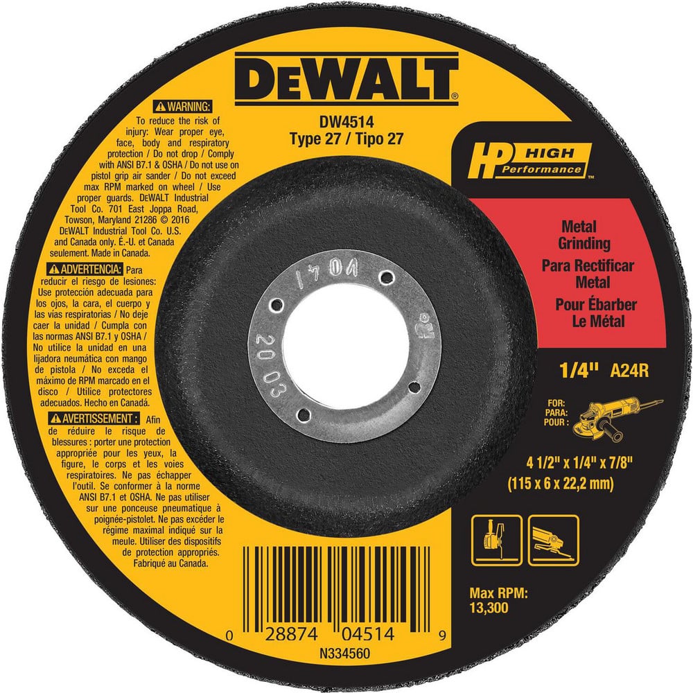4-1/2x1/4x7/8 Gri Wheel, 10/Pack