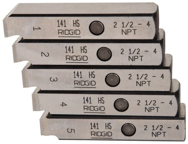 High-Speed Steel Pipe Die Set, NPT, 2.5"-4", 5 Dies, 8 TPI, Right Hand for Threading Machines