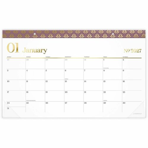 Desk Pad, WorkStyle, Monthly, 12 Months, Jan-Dec, 17.75"x11", Pink