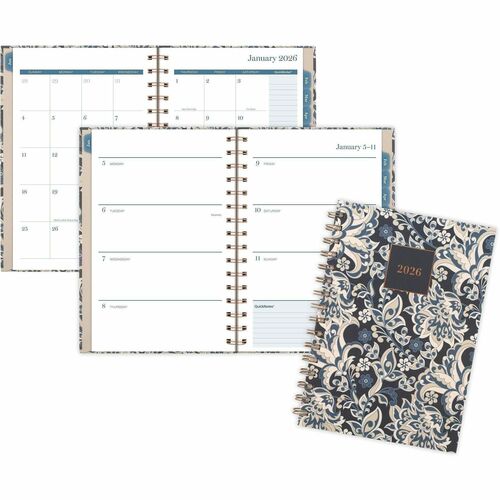 Planner, Weekly/Monthly, Hardcover, Jan-Dec, 5-1/2" x 8-1/2", Floral