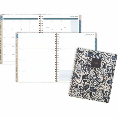 Planner, Weekly/Monthly, Hardcover, Jan-Dec, 8-1/2" x 11", Floral