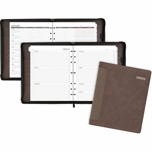 Planner Binder, 3/4" Rings, 3 Rings, 10-1/2" x 12-1/2", Brown