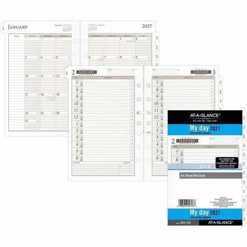 Calendar Refill, 7 Hole Punch, Daily, 12 Months, Jan-Dec, 5-1/2" x 8-1/2", WE