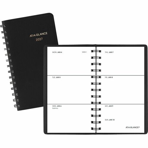 Pocket Weekly Planning Book, Jan-Dec, Unruled, 2-1/2" x 4-1/2", Black