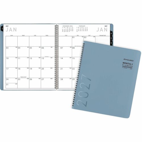 Planner, Monthly, 12 Months, Jan-Dec, 9"x11", Slate Blue