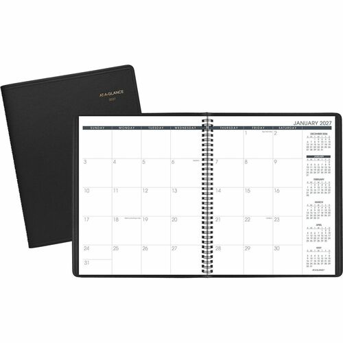 Planner, Monthly, 2 Pages Per Month, 15 Months, Jan-Mar, 9"x11", Black