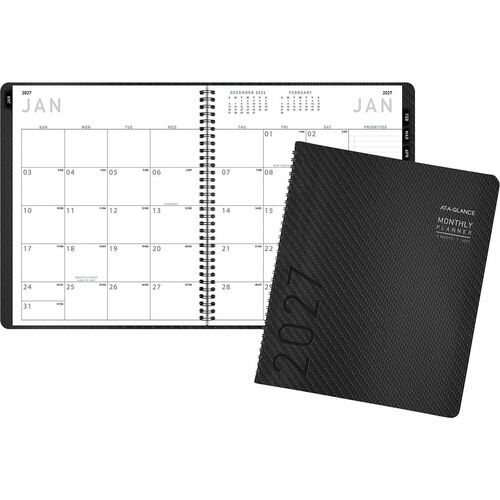Desk Monthly Appointment Book, Textured, 2 Pages Per Month, 9"x11", Graphite