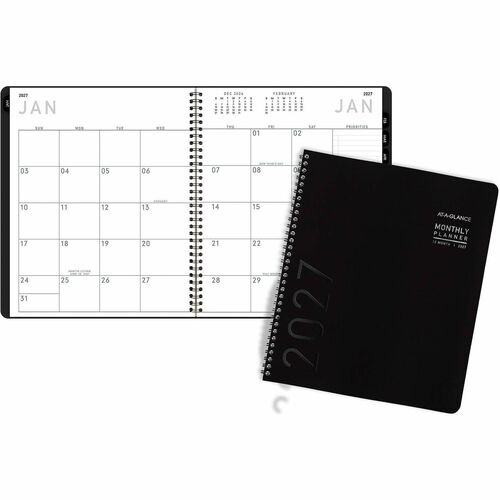 Planner, Lite, Monthly, 12 Months, Jan-Dec, 9"x11" Page Size, Black