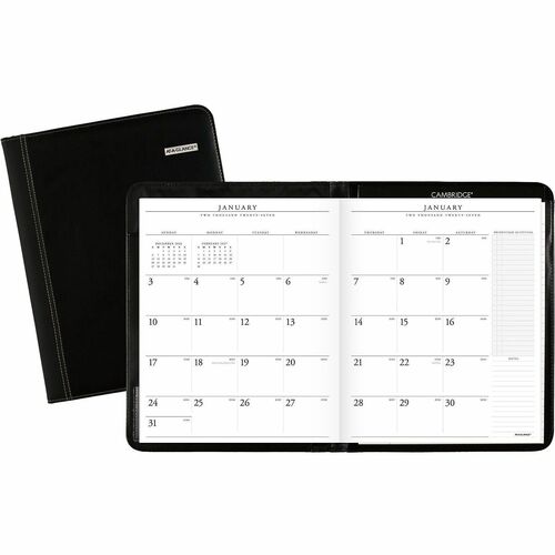 Monthly Planner, 13 Months Jan-Jan, 2 Pages Per Month, 9" x 11", Black
