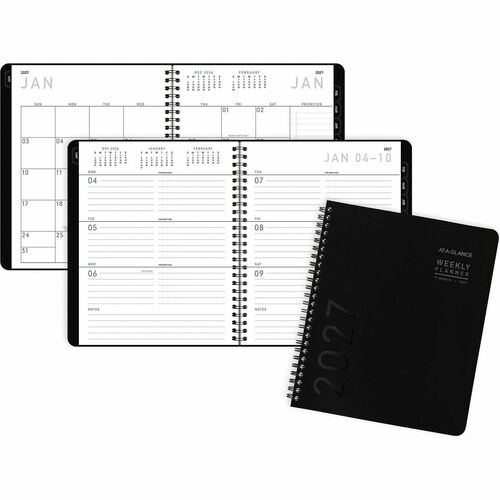 Planner, Lite, Weekly/Monthly, 12 Months, Jan-Dec, 7" x 8-3/4" Page Size, Black