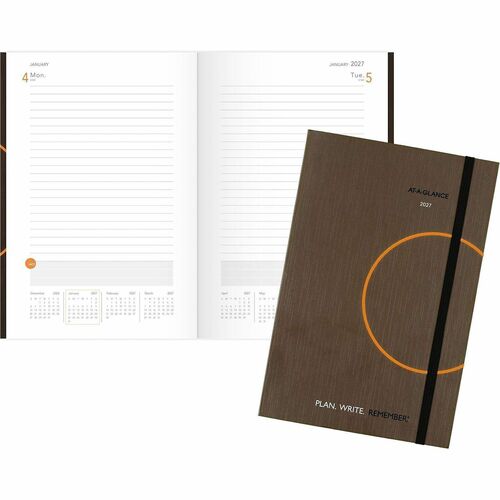 Planning Notebook, 1 Ppd, 12 Months Jan-Dec, 6" x 9", Gray