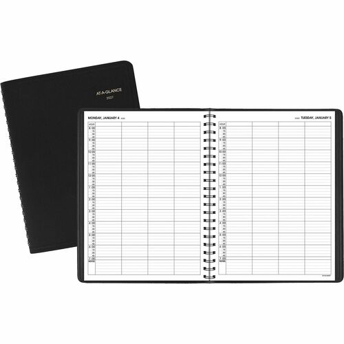 4-Person Group Appointment Book, 12 Months Jan-Dec, 8" x 10-7/8", Black