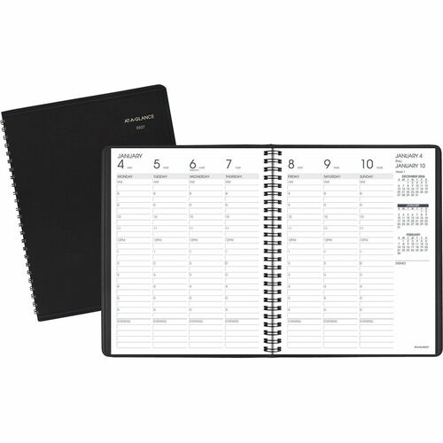 Weekly Appointment Book, 13 Months Jan-Jan, 6-7/8"x8-3/4", Black
