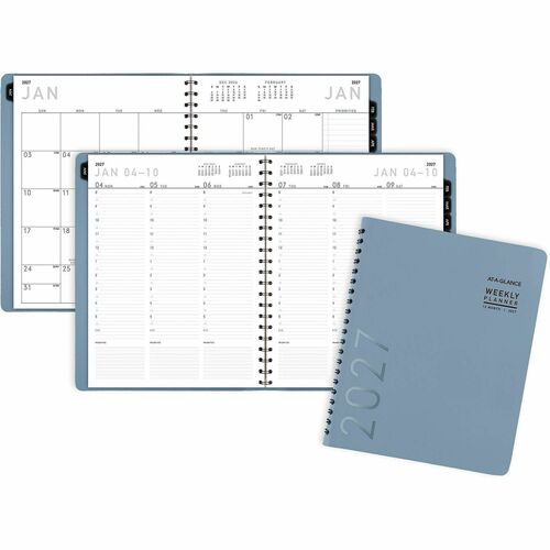 Planner, Weekly/Monthly, 12 Months, Jan-Dec, 8-1/4" x 11", Slate Blue