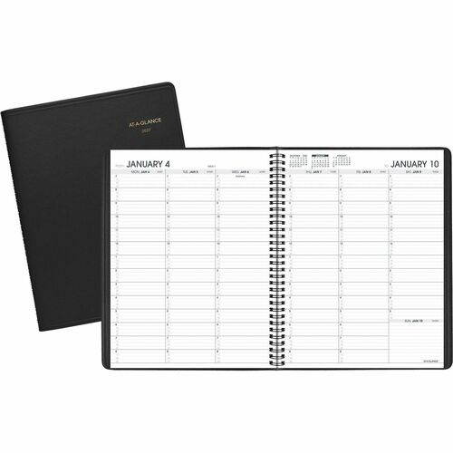 Weekly Appointment Book, Jan-Jan, 8-1/4" x 10-7/8", Black