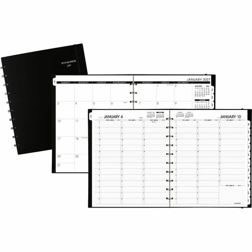 Weekly/Monthly Appt Book, 2 PPW, 12 Month Jan-Dec, Black
