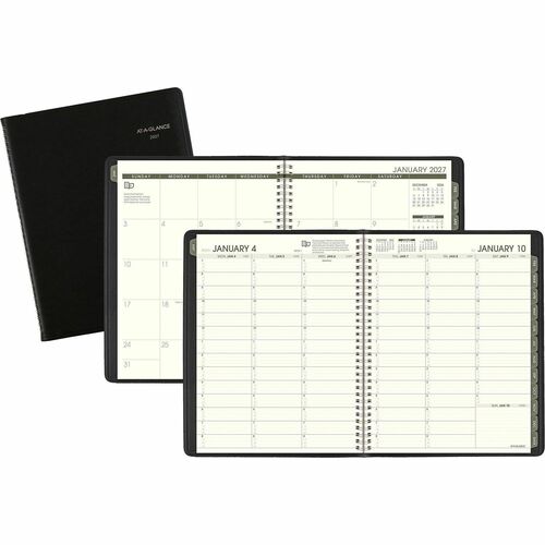 Weekly/Monthly Appointment Book, 12-Month Jan-Dec, 8-1/4"x10-7/8", Black