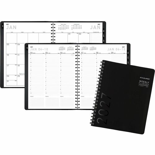 Planner, Weekly/Monthly, 12 Month, Jan-Dec, 8-1/4" x 11", Black