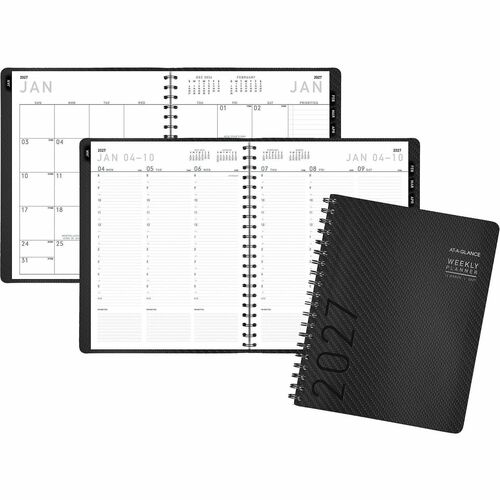 Planner, Weekly/Monthly, 12 Month, Jan-Dec, 8-1/4" x 11", Gray