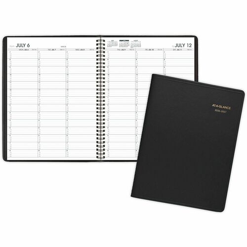 Weekly Appointment Book, 14 Month Jul-Aug, 8-1/4"x10-7/8", Black