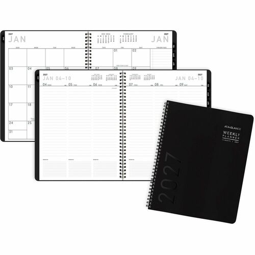 Planner, Lite, Weekly/Monthly, 12 Months, Jan-Dec, 8-1/4" x 11" Page Size, Black