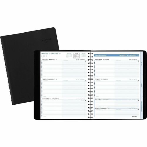 Weekly Appointment Planner, Tabbed, Jan-Dec, 8-1/8"x10-7/8", Black