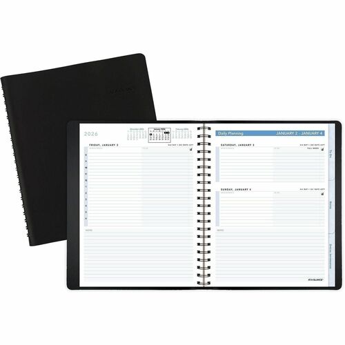 Daily Action Planner, Tabbed, Pocket, 1DPP, 6-7/8" x 8-3/4", Black