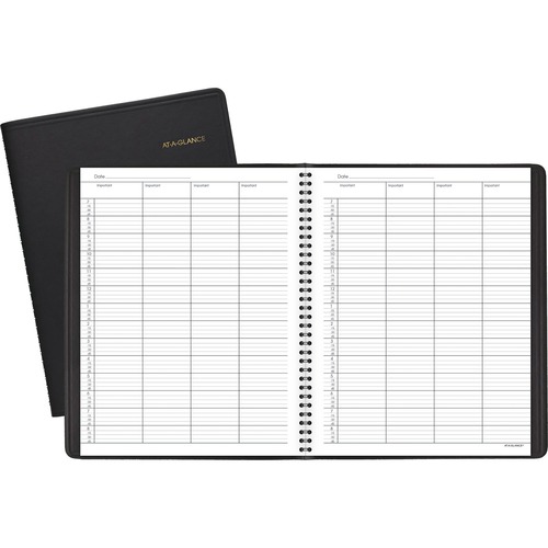 4-Person Group Appointment Book, Undated, 1 Page Per Day, 8-1/2"x11" Page Size, Black