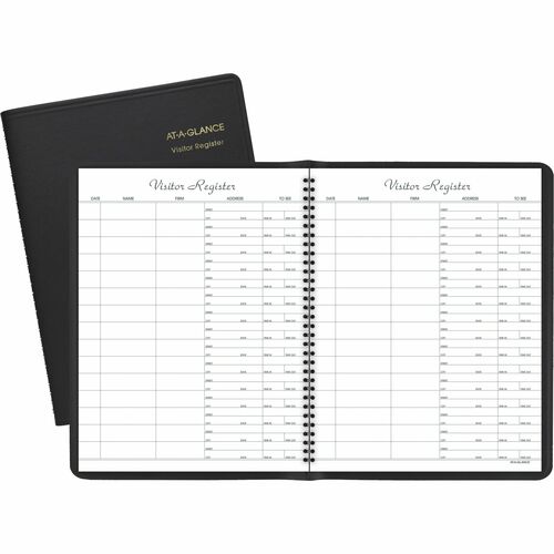 Visitor Registration Book, 900 Entries, 8-1/2" x 11", Black