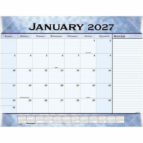 Desk Pad Calendar, 12 Month Jan-Dec, 22" x 17", Slate Blue