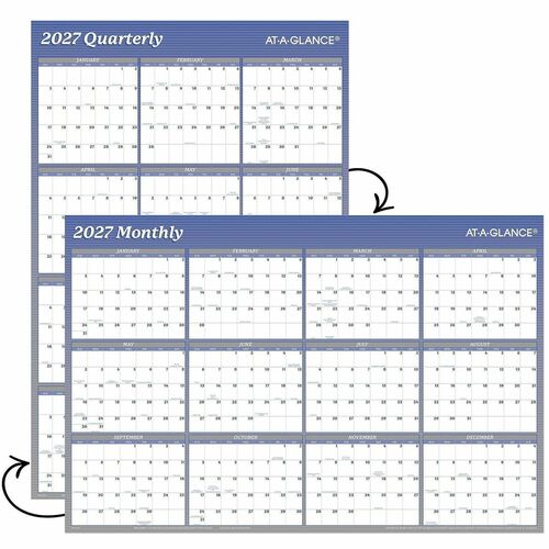 Erasable Wall Calendar, With Marker, Jan-Dec, 2-Side, 36" x 24", BE/WE