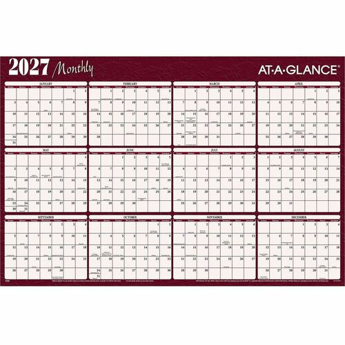 Yearly Wall Planner, XL, Erasable, 2-Sided, 32" x 48", Beige/Bright Yellow
