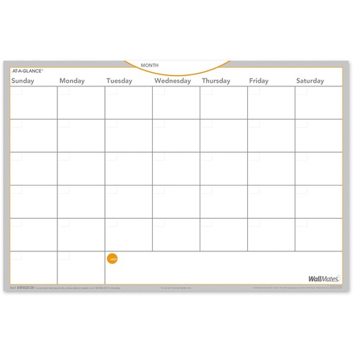 Dry Erase Planning Surface, Monthly, 12" x 18", White
