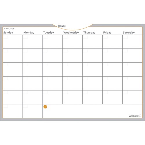 Dry Erase Planning Surface, Monthly, 24" Hx36" W, White