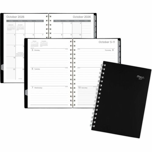 Planner, Weekly/Monthly, 15 Months, Oct-Dec, 5-1/2"x8-1/2" Page, Black