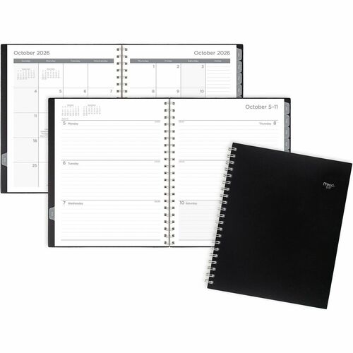 Planner, Weekly/Monthly, 15 Months, Oct-Dec, 8-1/2" x 11" Page, Black