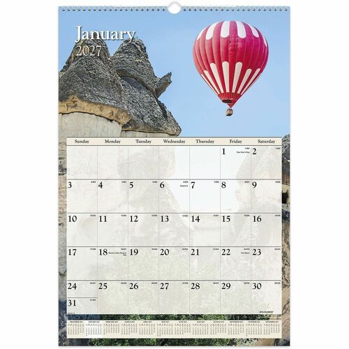 Monthly Wall Calendar, Jan-Dec, Scenic Photos, 15-1/2" x 22-3/4"