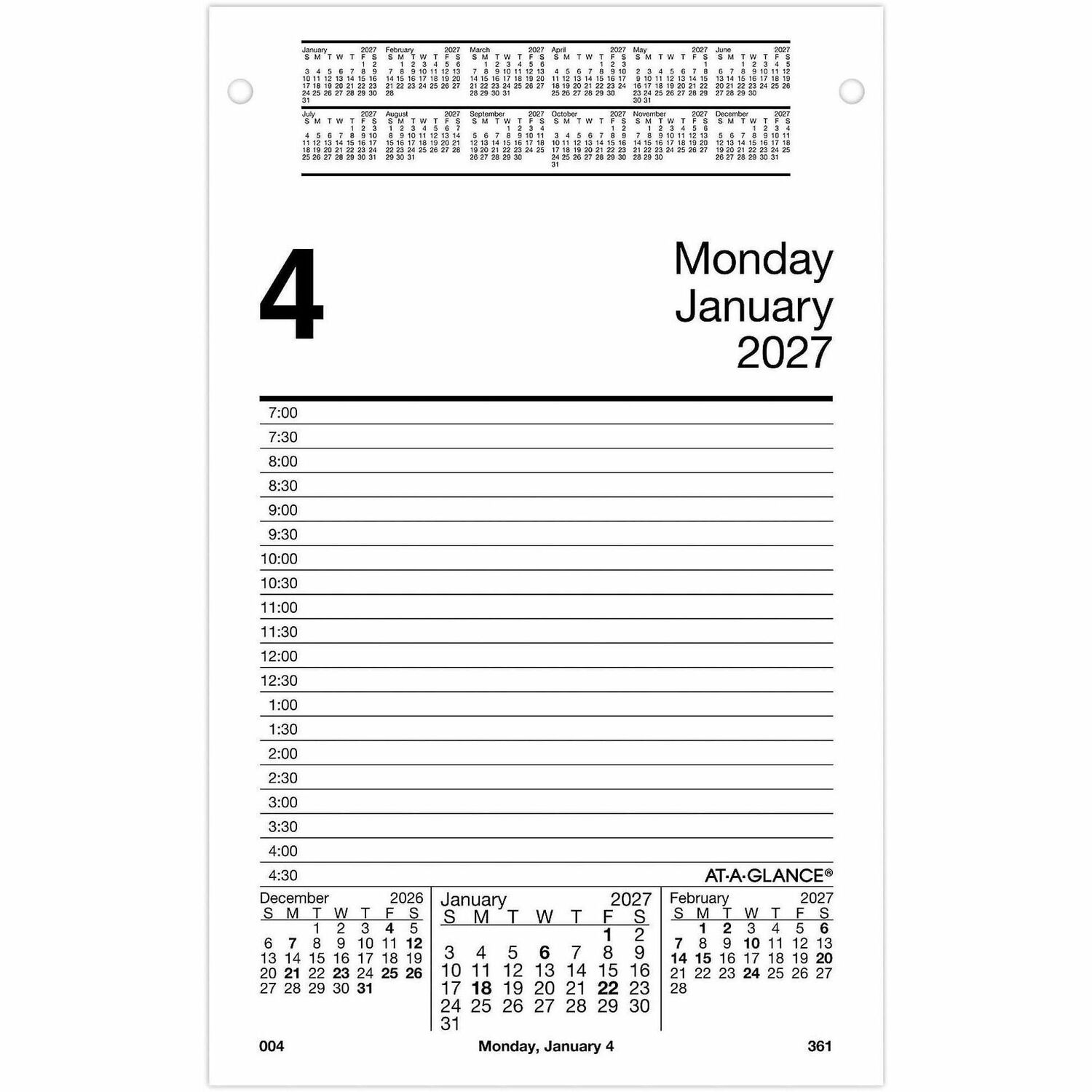 Daily Desk Calendar Refill, F/ E58 Base, Jan-Dec, 5" x 8"