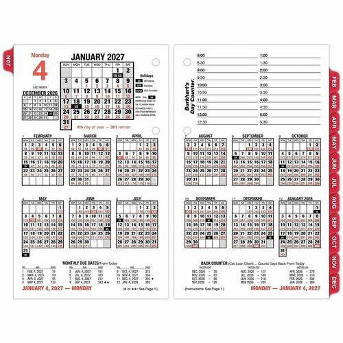 Refill, For Burkhardt Desk Calendar, 2 Per Day, Jan.-Dec., 4-1/2" x 7-1/2", MI