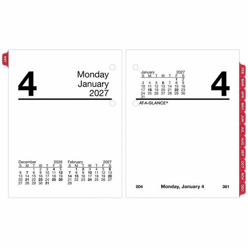 Compact Desk Calendar Refill F/E19 Base, w/Tabs, 3-3/4" x 3"