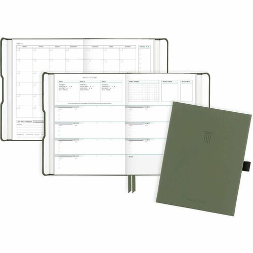 Planner, Weekly/Monthly, 12 Months, Undated, 5-1/2" x 8-1/2", Green