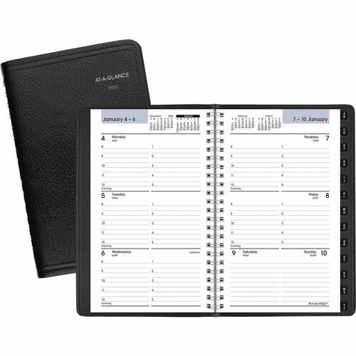 Weekly Appointment Book, 12 Months Jan-Dec, 5" x 8", Black