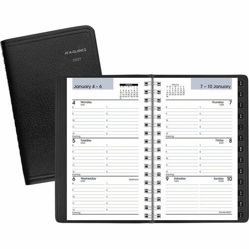 Weekly Pocket Appointment Book, 12 Month Jan-Dec, 3-3/4" x 6", Black