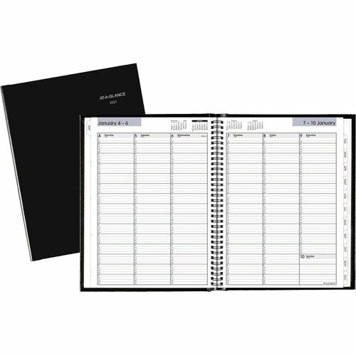 Weekly Appointment Book, 2 Pages Per Week, 12 Months Jan-Dec, 8"x11", Black