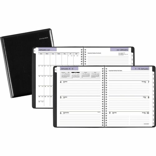 Weekly Executive Planner, Jan-Dec, 6-7/8" x 8-3/4", Black