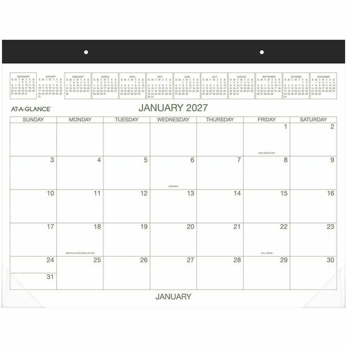 Two-Color Desk Pad, Jan-Dec, One Page Per Month, 22" x 17", Multi