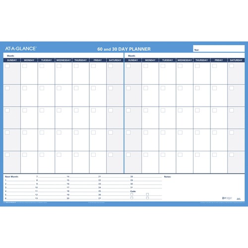 Undated Wall Calendar, Horz, Erasable, 2-Sided, 36" x 24", Beige