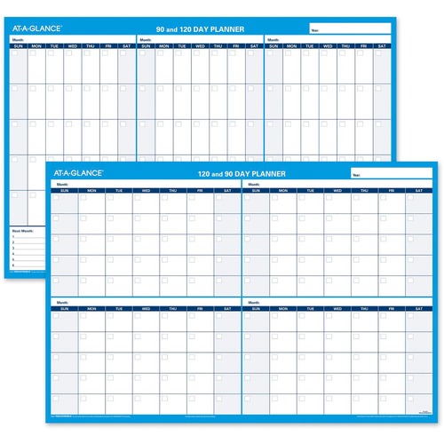 Undated Wall Calendar, 2-Sided, Erasable, 90/120 Day, 36" x 24", Beige